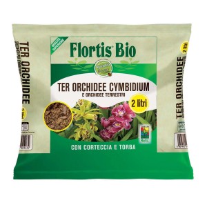 Sacco di terriccio per orchidee Flortis Bio, adatto per Cymbidium e altre orchidee.