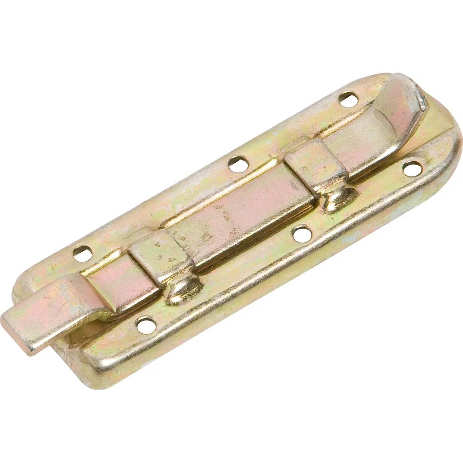 Catenaccio per finestra zincato giallo, 80x26 mm, per fissaggio a vite.