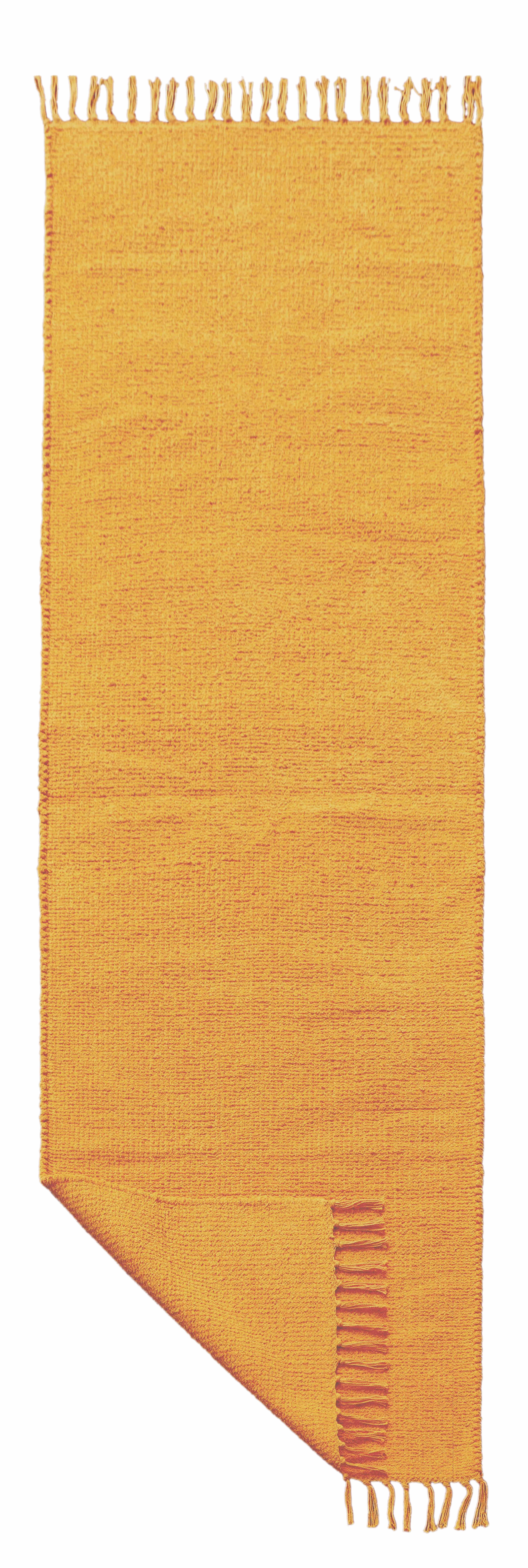 Tappeto giallo in cotone con frange effetto ciniglia 60x200 cm