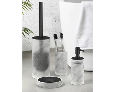 Portaspazzolini Ceramica Motivo Marmo 300ml | Bicchiere Elegante Per Bagno - Foto 5