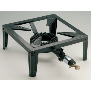 Fornello da campeggio nero per avventure all'aperto.