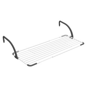 Stendibiancheria da balcone da appendere, grigio/bianco, ideale per piccoli spazi.
