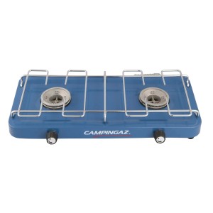 Fornello da campeggio blu CampinGaz con due fuochi per campeggio e outdoor.