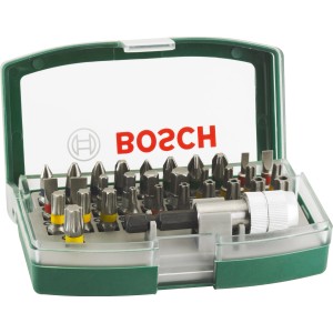 Set di punte Bosch, 32 pezzi, per avvitatura e montaggio in custodia di plastica.