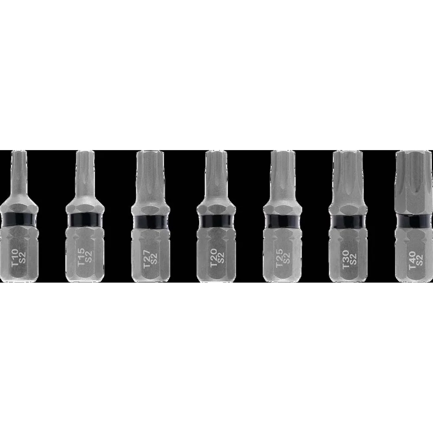 Set di inserti a impatto Einhell, 7 pezzi, 25 mm, T10-T40, per avvitare con avvitatore a batteria.