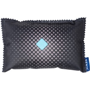 Cuscino deumidificatore t.b.t. con motivo a rombi e dettaglio blu.