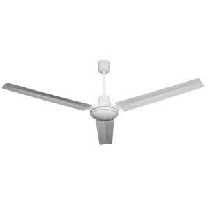 Ventilatore da soffitto bianco a tre pale. Ventilatore per interni.