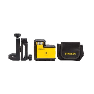 Livella laser Stanley con staffa e borsa, giallo/nero. Strumento di misura per un allineamento preciso.