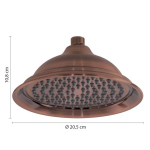 Soffione t.b.t. effetto rame, testa rotonda con molti ugelli.