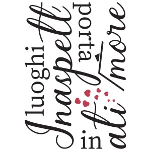 Adesivo da parete con parole italiane e cuori decorativi.