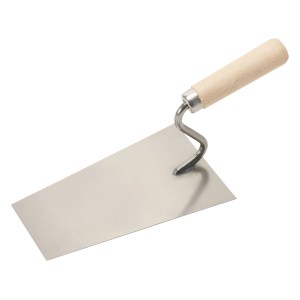 Cazzuola per intonaco 200 mm con manico in legno per lavori di riparazione muraria.