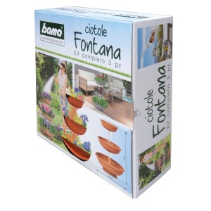 Confezione per set di ciotole per fiori t.b.t. Fontana, 3 pezzi. Ideale per balcone e giardino.