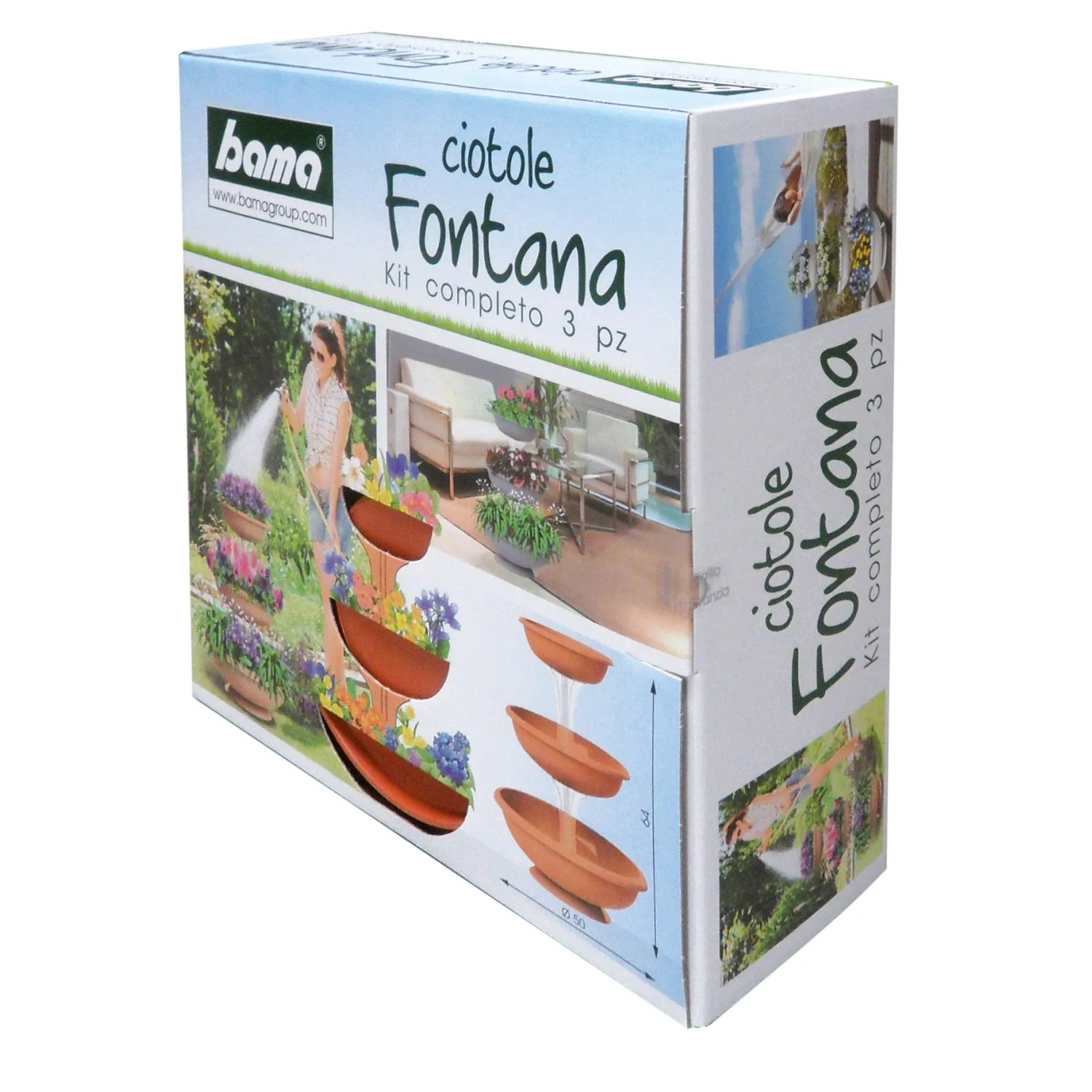 Confezione per set di ciotole per fiori t.b.t. Fontana, 3 pezzi. Ideale per balcone e giardino.