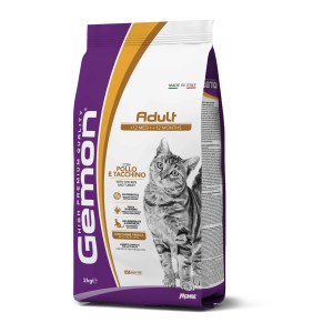 Gemon Adult cibo secco per gatti con pollo e tacchino in sacco da 2kg.