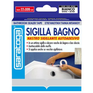 Nastro sigillante autoadesivo Saratoga per bagno, bianco, per sigillare vasche e docce.