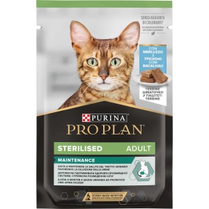Purina Pro Plan cibo per gatti, Adult Sterilised con pesce, per supportare la salute urinaria.