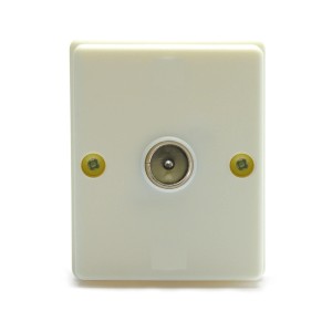 Presa antenna bianca per accessori video con viti.