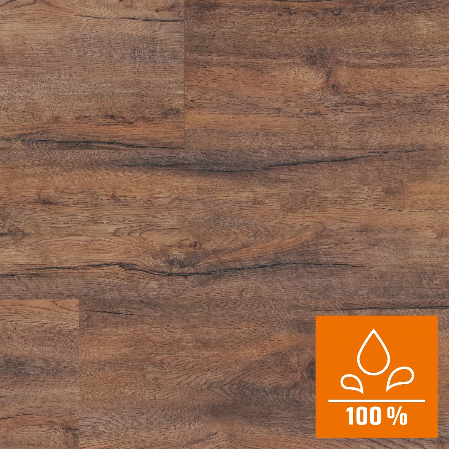 Laminato Kaindl Proganic resistente all'acqua, Rovere Saloon Ellsworth, effetto legno con fughe.