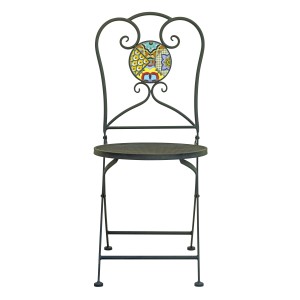 Sedia da giardino t.b.t. con schienale decorativo.