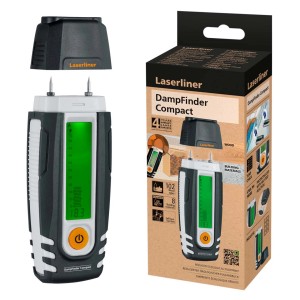 Misuratore di umidità Laserliner DampFinder Compact con display e cappuccio protettivo.