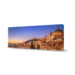 Quadri: Stampa panoramica su tela di Assisi all'alba.