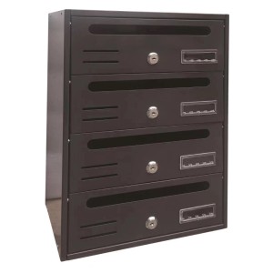 Sistema di cassette postali multiple marrone per più utenti.