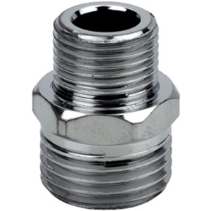 Raccordo in acciaio t.b.t., cromato, per impianti idraulici e di riscaldamento.