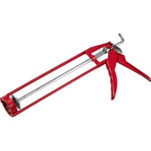 Pistola per cartucce a scheletro rossa in acciaio per utensili per applicare sigillanti.