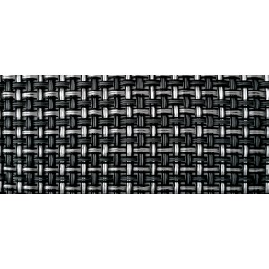 Dettaglio del materiale frangivista t.b.t. con effetto intrecciato, nero e argento.