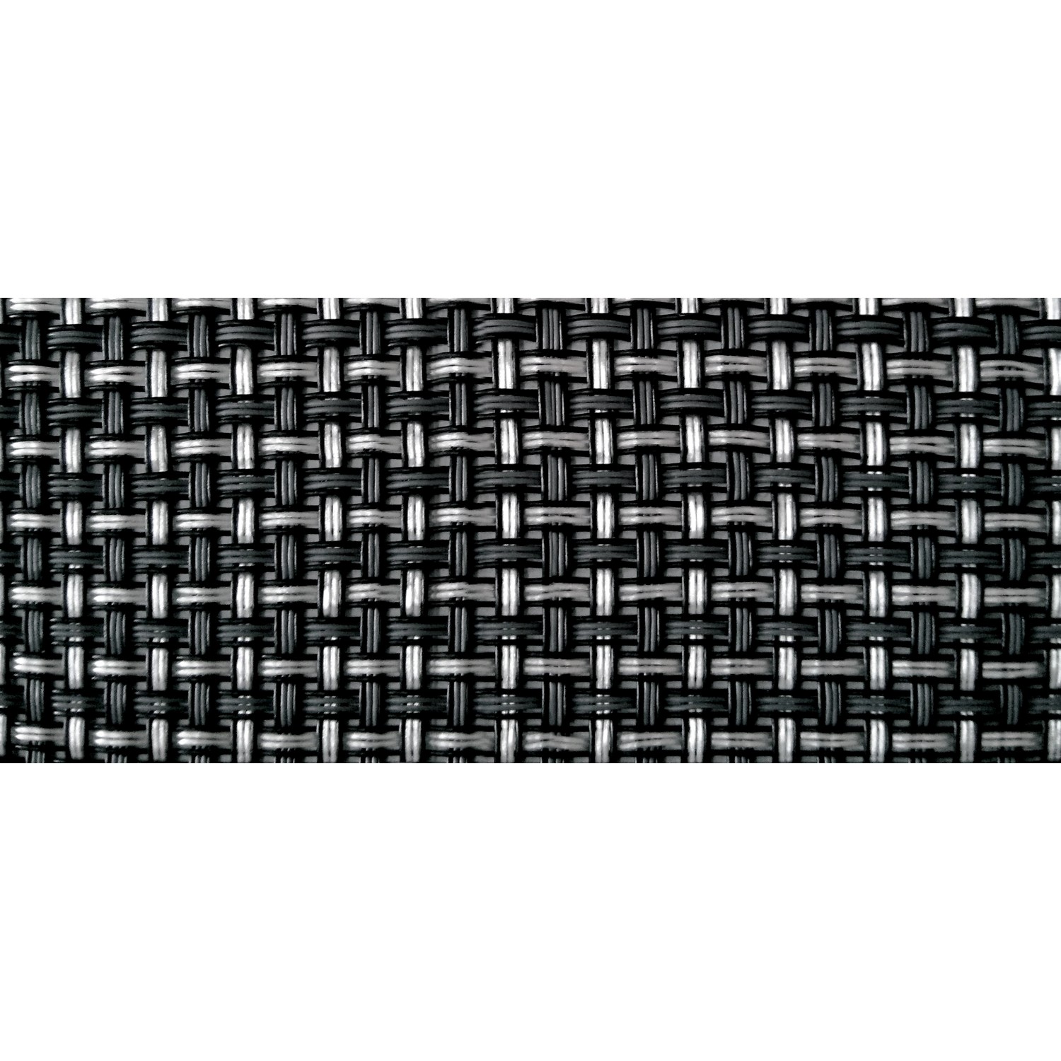 Dettaglio del materiale frangivista t.b.t. con effetto intrecciato, nero e argento.