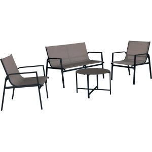 Set di mobili da giardino t.b.t. con divano, due sedie e tavolo.