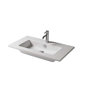 t.b.t. lavabo da appoggio rettangolare bianco con rubinetto.
