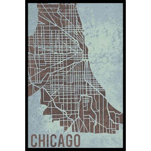 Quadri: Mappa di Chicago in stile vintage con cornice nera.