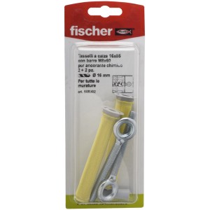 Fischer Tasselli, set di ancoraggio, 2 tasselli e 2 bulloni ad occhiello, per ancoraggio chimico.