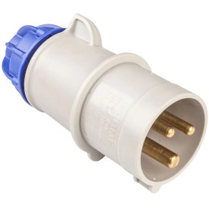 Spina CEE, Spine CEE, con cappuccio blu e tre poli.