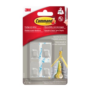 Ganci adesivi Command, confezione da 4, per oggetti leggeri, facile da installare.