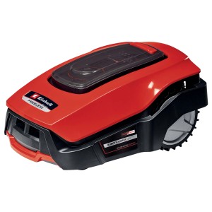 Robot tagliaerba Einhell FREELEXO rosso per il giardino.
