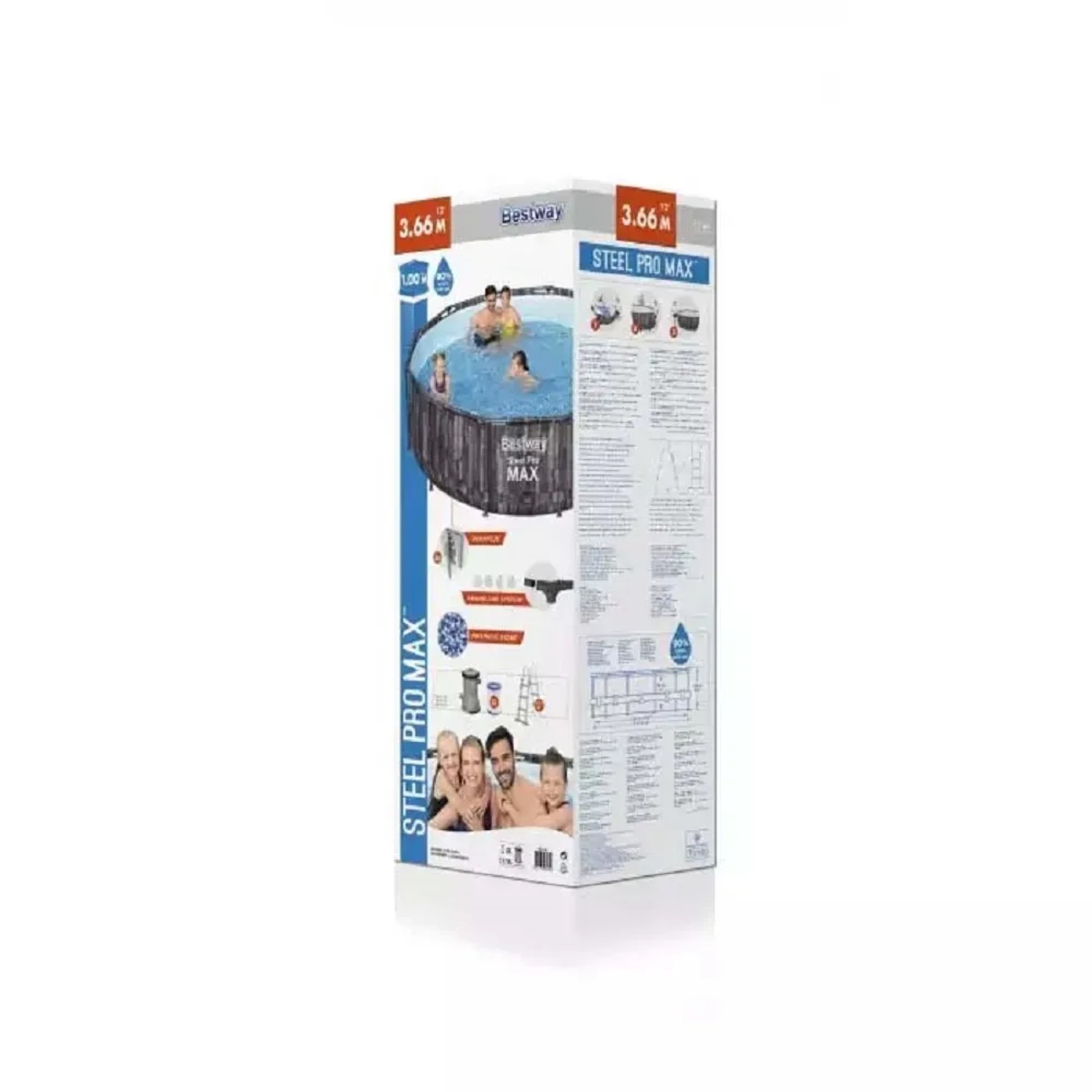 Confezione di una piscina Bestway Steel Pro Max, piscina fuori terra per il giardino.