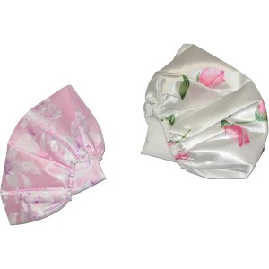 Due cuffie da bagno con motivo floreale per ausili per il bagno.