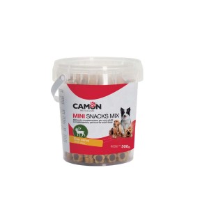 Camom Mini Snacks Mix per cani in secchiello, gusto cervo.