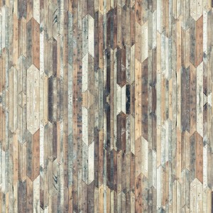 Tappeto moderno con effetto legno e motivo geometrico.