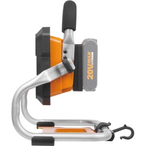 Worx Lampada a batteria 20V WX026.9, faro da lavoro a LED con batteria e gancio.