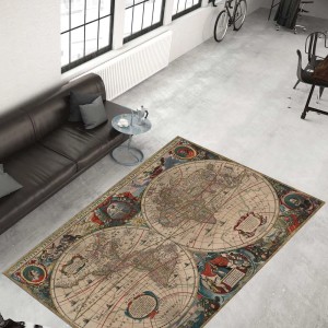 Tappeto moderno con motivo a mappa del mondo, abbinabile alla categoria Tappeti moderni.