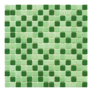 Piastrella a mosaico verde con motivo a scacchiera per bagno e cucina.