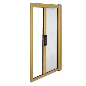 Zanzariera scorrevole dorata per finestre e porte.