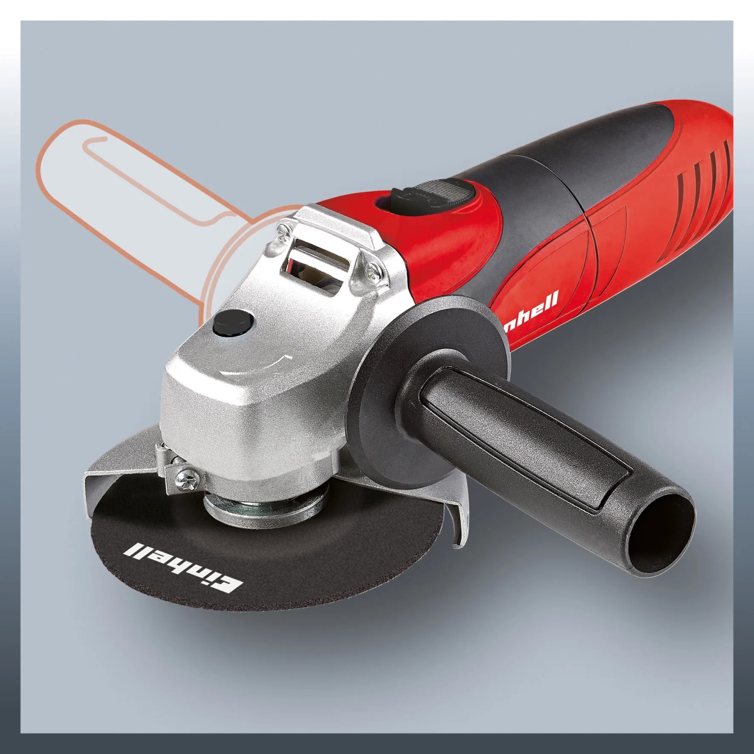 Smerigliatrice angolare Einhell TC-AG 115 (500 W) con disco da taglio e impugnatura supplementare.