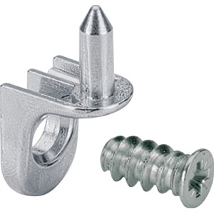 Supporto per ripiano Hettich Sekura 7, 5 mm, nichelato, con vite, 16 pezzi per accessori mobili.