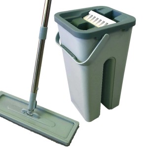 Set lavapavimenti piatto con secchio e funzione di strizzatura. Ideale per la pulizia dei pavimenti.