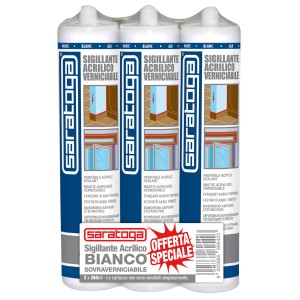 Saratoga sigillante acrilico bianco, confezione da 3. Ideale per giunti interni.