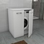 Mobile bagno bianco per lavatrice, frontale aperto.